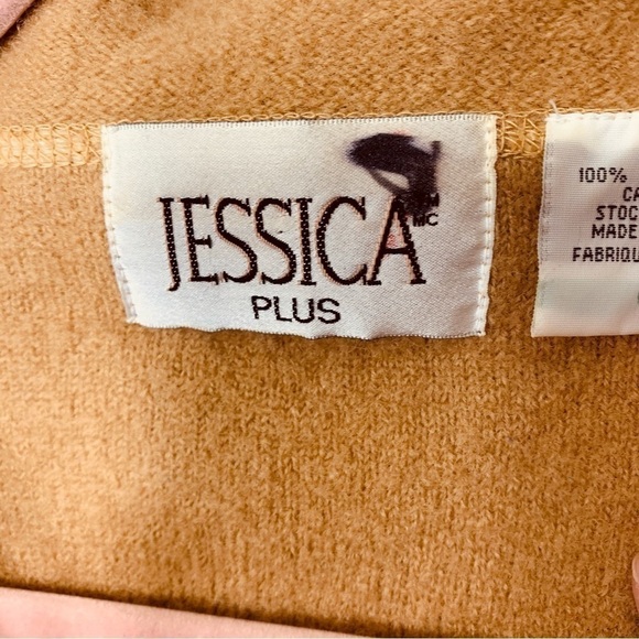 VINTAGE Tan Brown Wool Button Down Shacket Neutral Cardigan Sweater Pocket Sz 1X - Picture 8 of 11